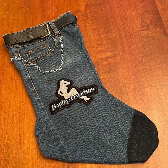 Handmade Harley Davidson Christmas Stocking - Picture 1 of 4